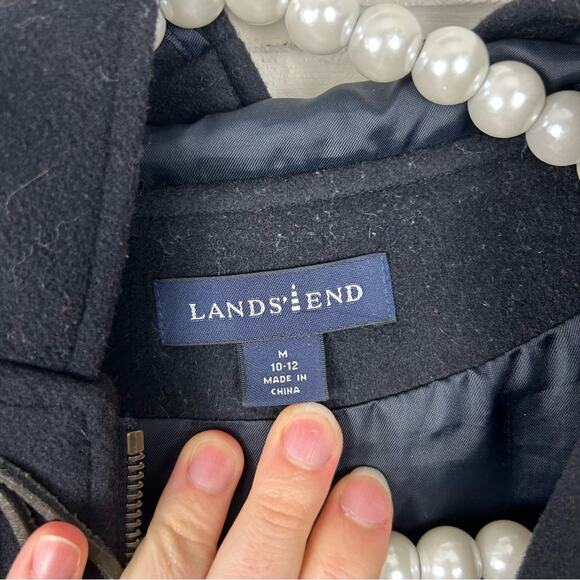 Lands’ End Navy 100% Wool Toggle Coat Size M 10-12 - Picture 12 of 16